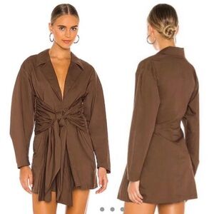 REVOLVE L’academie Draya Brown Long Sleeve Dress (Brand new with tags)